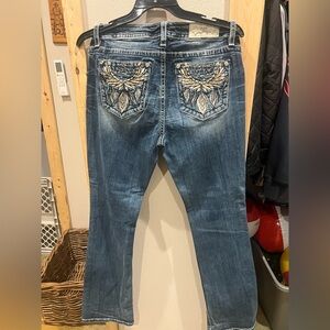 Miss Me Blue Jeans with Silver Embroidery